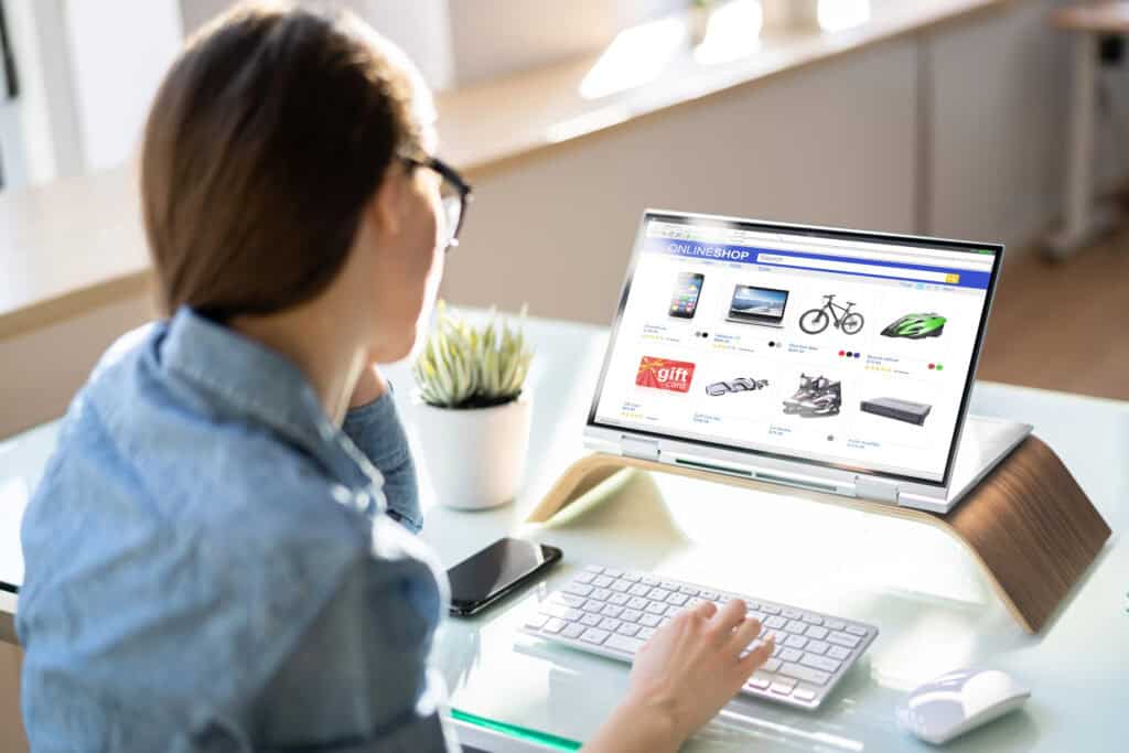 Mobile shopping on an online store displaying electronics and gadgets.