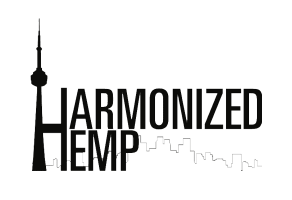 Harmonized Hemp logo with Toronto skyline, showcasing premium CBD products and branding for the cannabis industry.